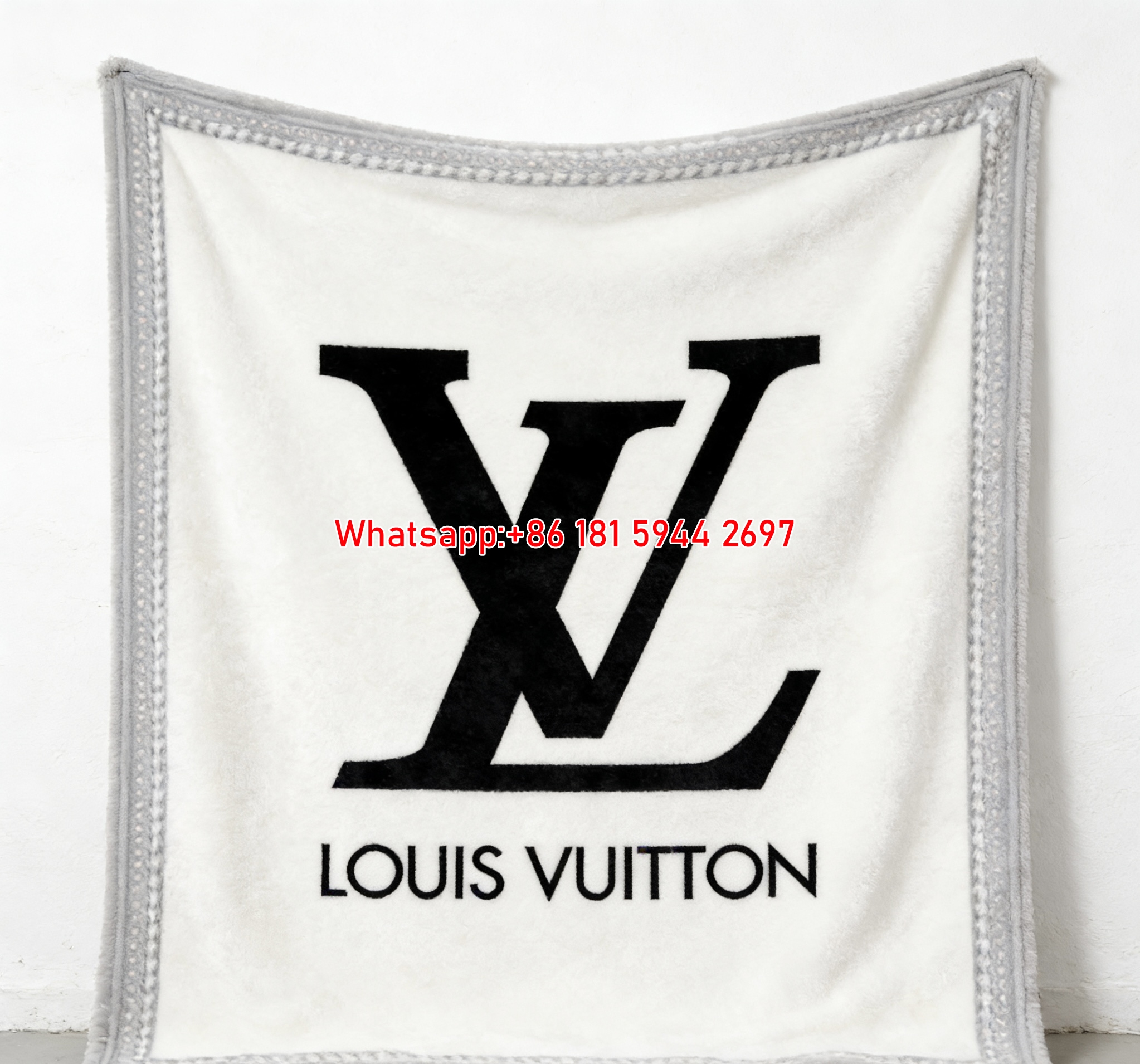 Classic LV Logo Flannel Throw Blanket 358
